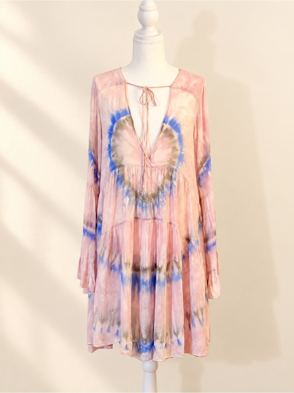 Young Fabulous & Broke Tie Dye Boho Tiered Dress Small